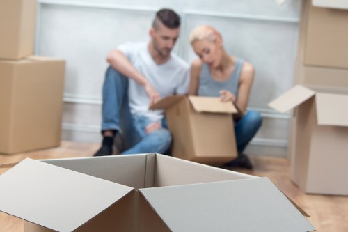 House moving preparations in Stamfordhill with labelled boxes