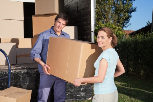 Packed boxes and home furniture prepared for Stamfordhill house removals